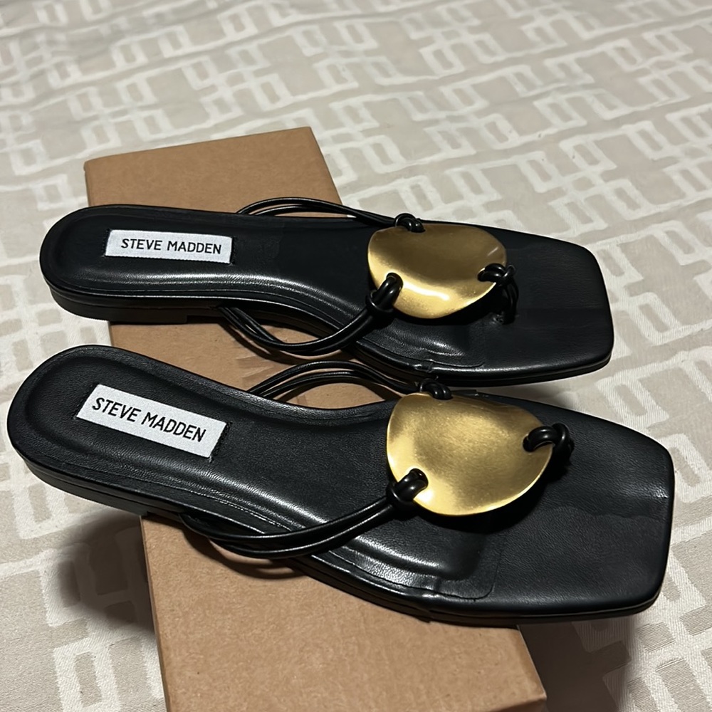 Steve Madden Black Sandals Nib Size 7.5 - image 2